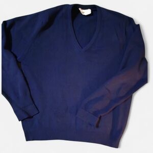 100% Cashmere Vintage Navy V-Neck Sweater Jumper